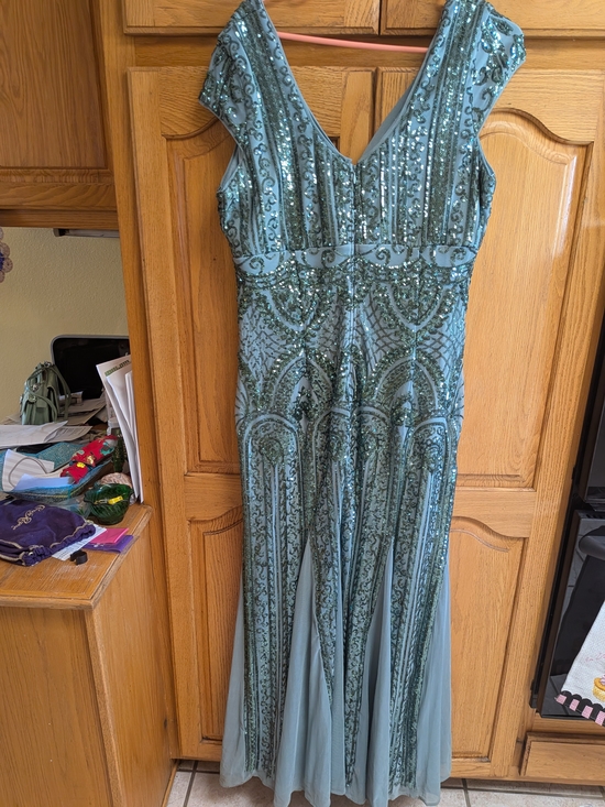Dresses & Skirts - Sequined V-Neck Maxi Dress in Sage Green